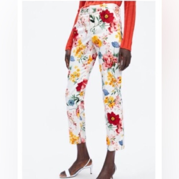 Zara cropped floral pants size 4 - Picture 1 of 5
